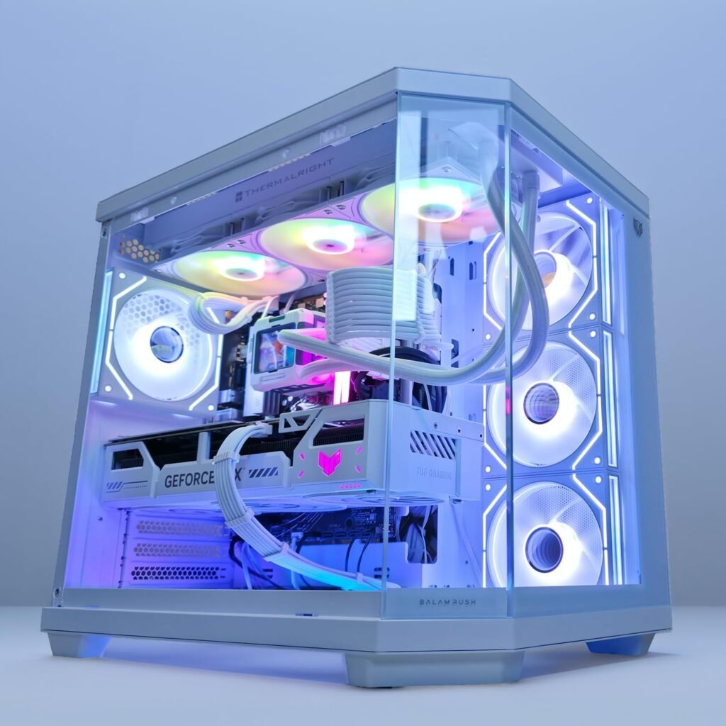 Pc Escritorio Gamer Blanca 5070 Ti 16 GB Ryzen 9 7900x RTX 5070 Ti Enfriamiento Líquido con pantallita 32GB RAM 1 TB NVME SSD Marcas Gama Alta Fuente certificada Bronze Plus Computadora Gamer (Blanco)