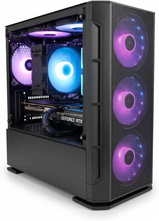 Pc Gamer Negra Ryzen 7 5800x RTX 4060 Ti ó 5060 Enfriamiento Alta eficiencia 32gb RAM 1 TB NVME SSD Fuente de Poder certificada Bronze Plus
