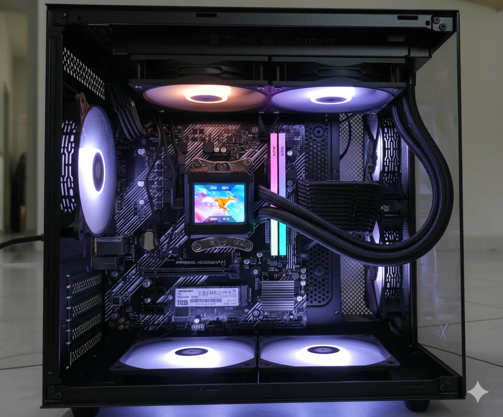 pc-gamer-negra-ryzen-7-5700g-interior PC Gamer Ryzen 7 5700G · 32 GB RAM · 1 TB SSD · Enfriamiento Líquido · Gama Baja