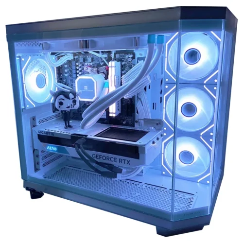 PC Gamer Ryzen 7 5700 RTX 5050 PC Gamer Ryzen 7 5700 RTX 5050 con enfriamiento líquido y gabinete blanco