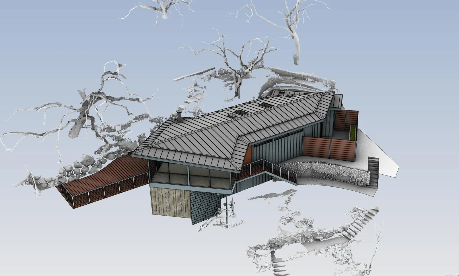 Proyecto de casa modelado en Revit con nube de puntos por un cliente de Ren Tech